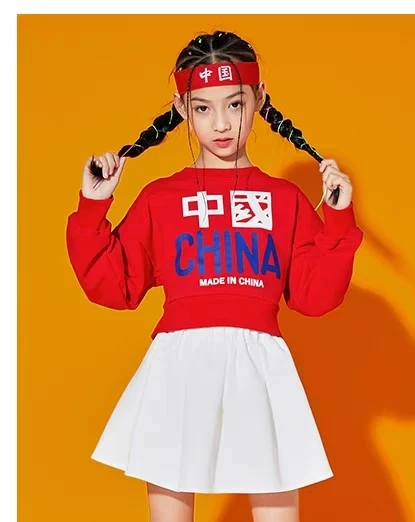 B3上红色高腰款女卫衣