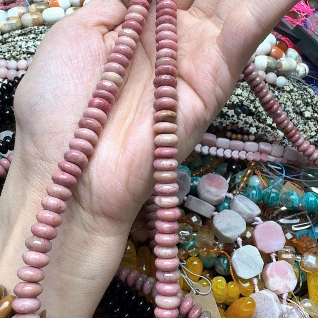 合金玛瑙/玉髓珠宝半成品一条10mm红纹石算盘