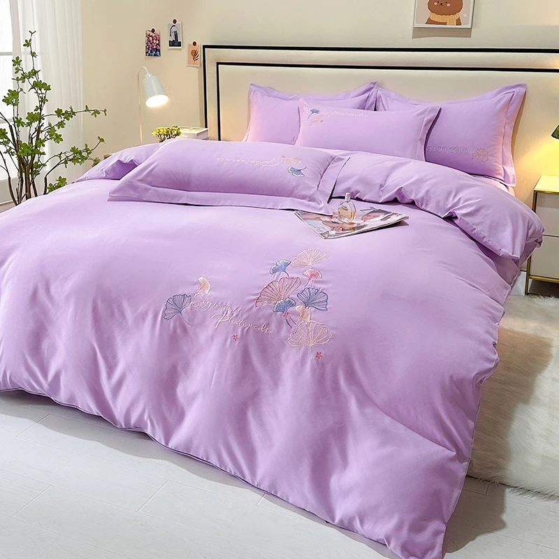 【新款】斜纹棉四件套绣花被套床裙枕套亲肤A类家纺床上用品套件