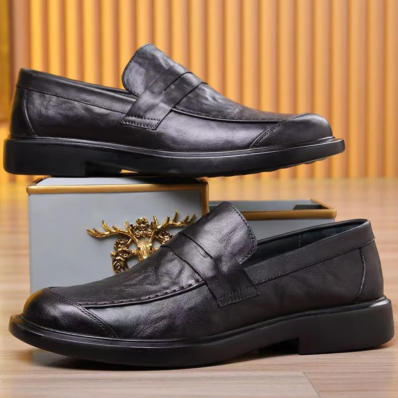 男士真皮高档大气休闲男鞋一脚蹬防滑耐磨皮鞋 以主播介绍为准
