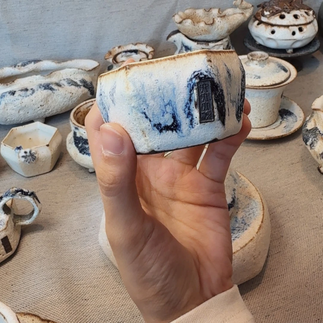 粉引小六角单杯额一只