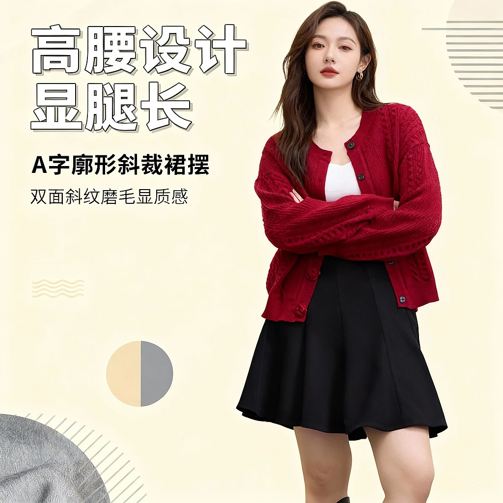 独束微胖大码女装高腰显瘦简约百搭气质款半身裙A字裙24DS84556