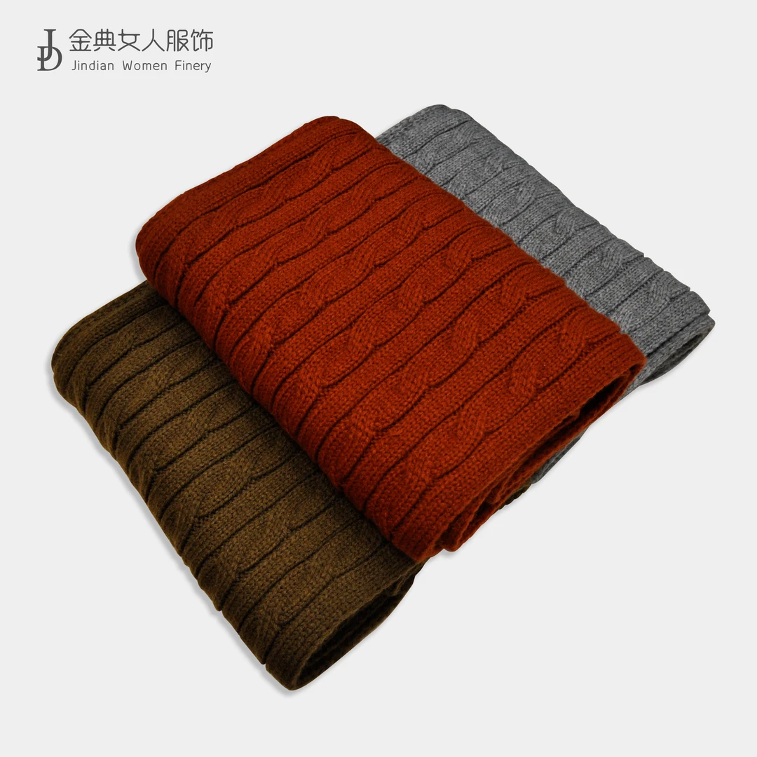 时尚百搭麻花纹坑条围巾 中年妈妈冬季日常保暖围巾806