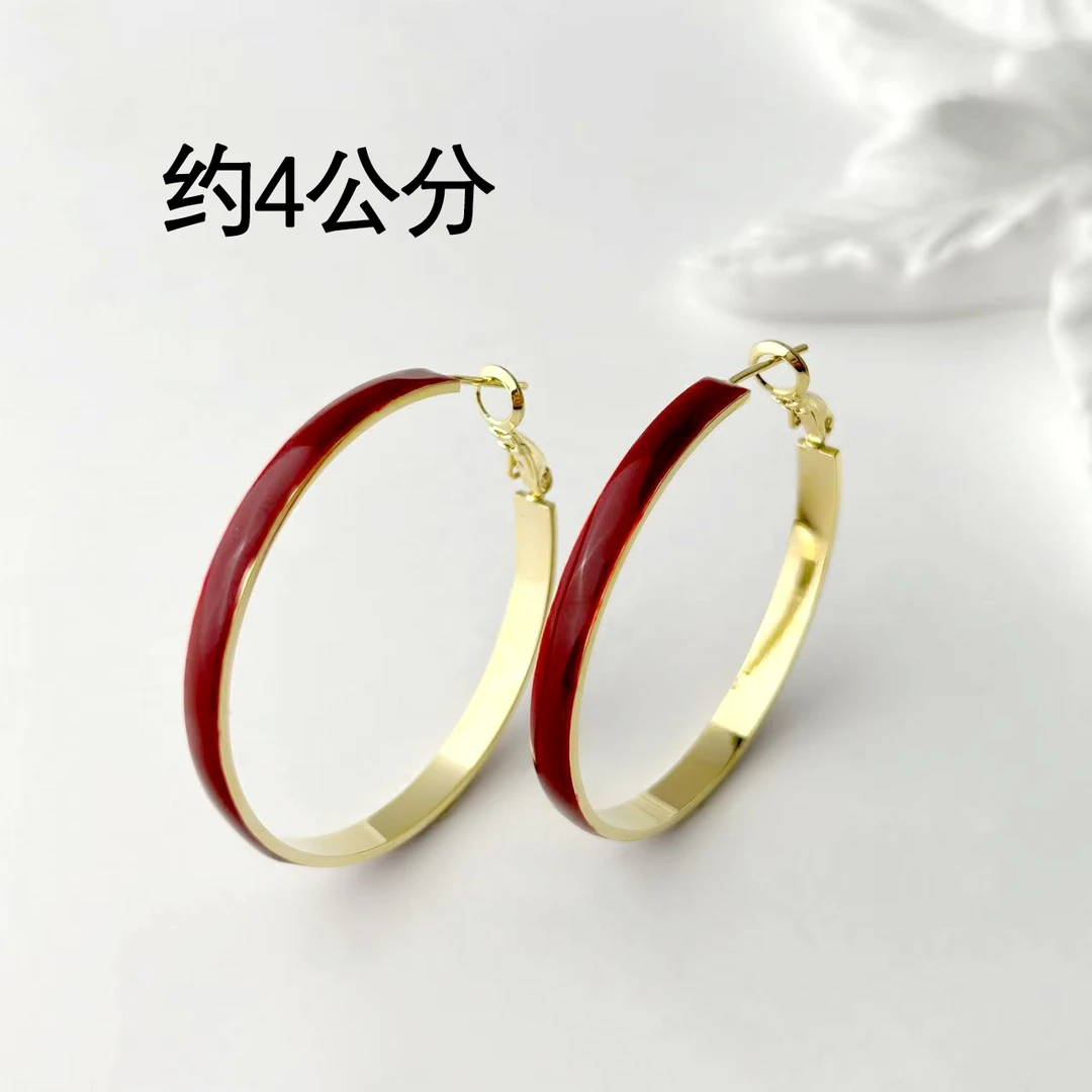 铜合金耳饰 c365 c366丽银【时尚4公分耳圈】法式女神圈圈耳环5772