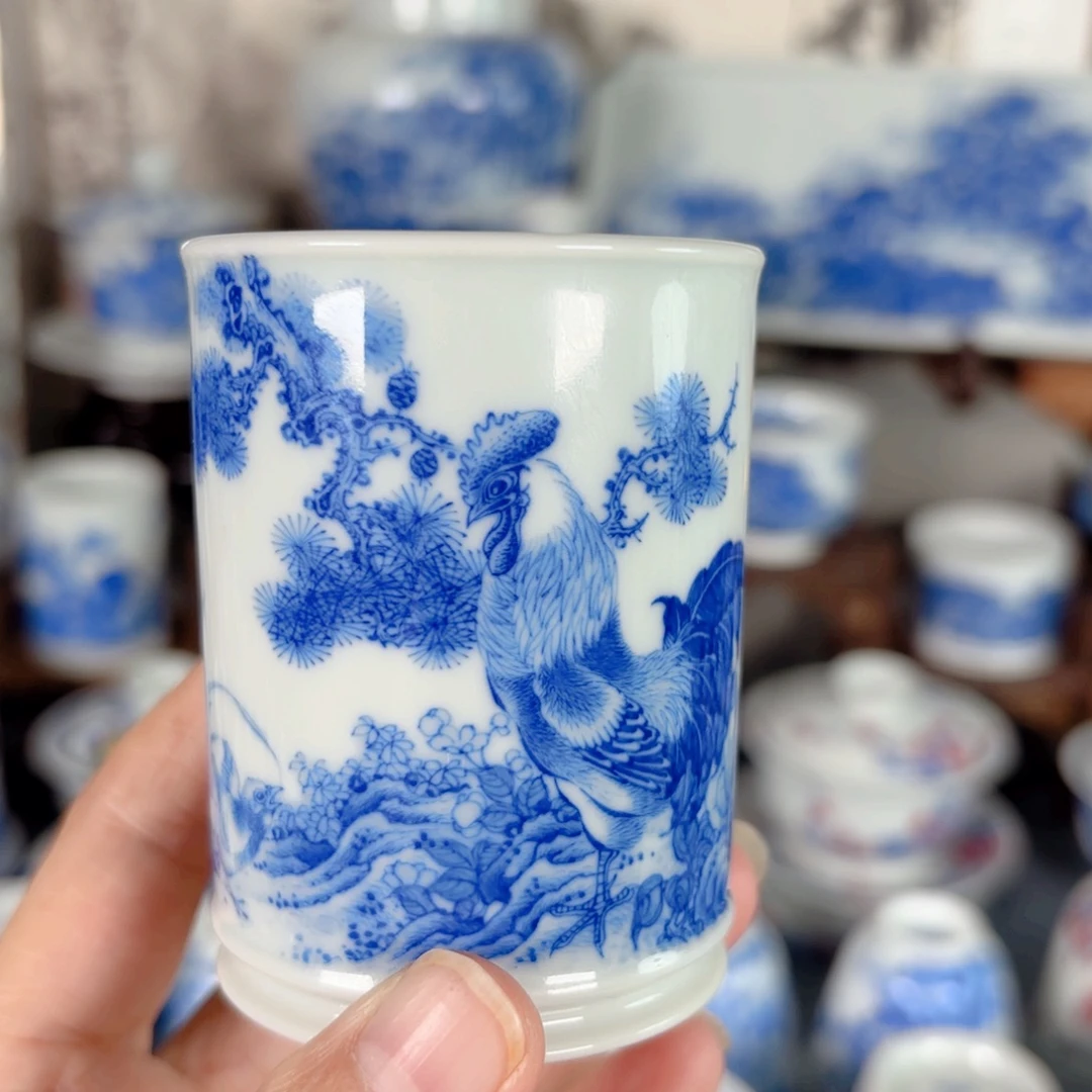 多***屋青花瓷器手绘作品陶瓷杯