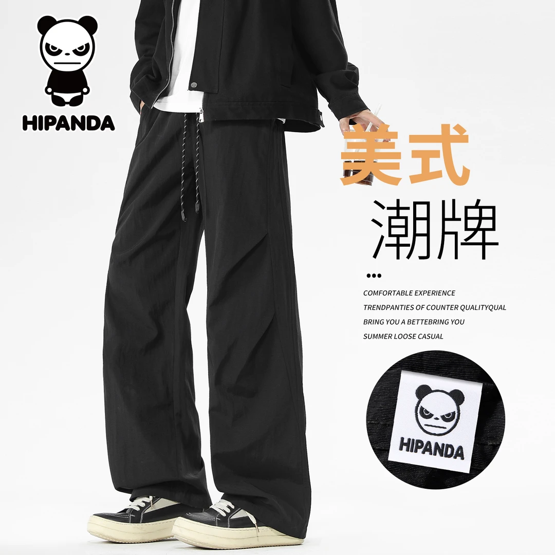 Hi Panda你好熊猫秋季新款美式休闲裤男款潮牌百搭宽松直筒长裤子