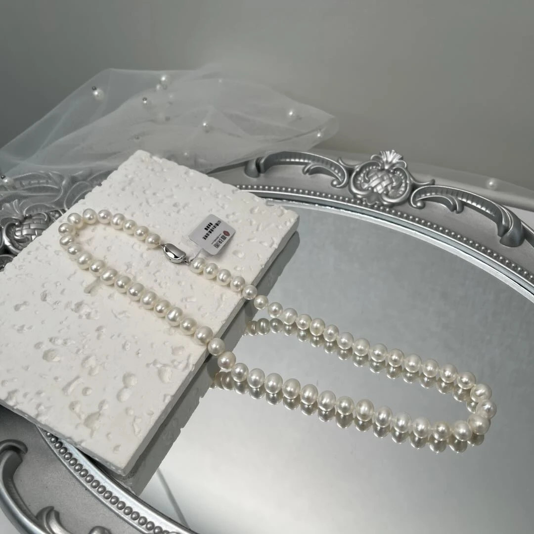 【母亲节专场】S925银淡水珍珠无核全珠链6.5-7.5mm左右