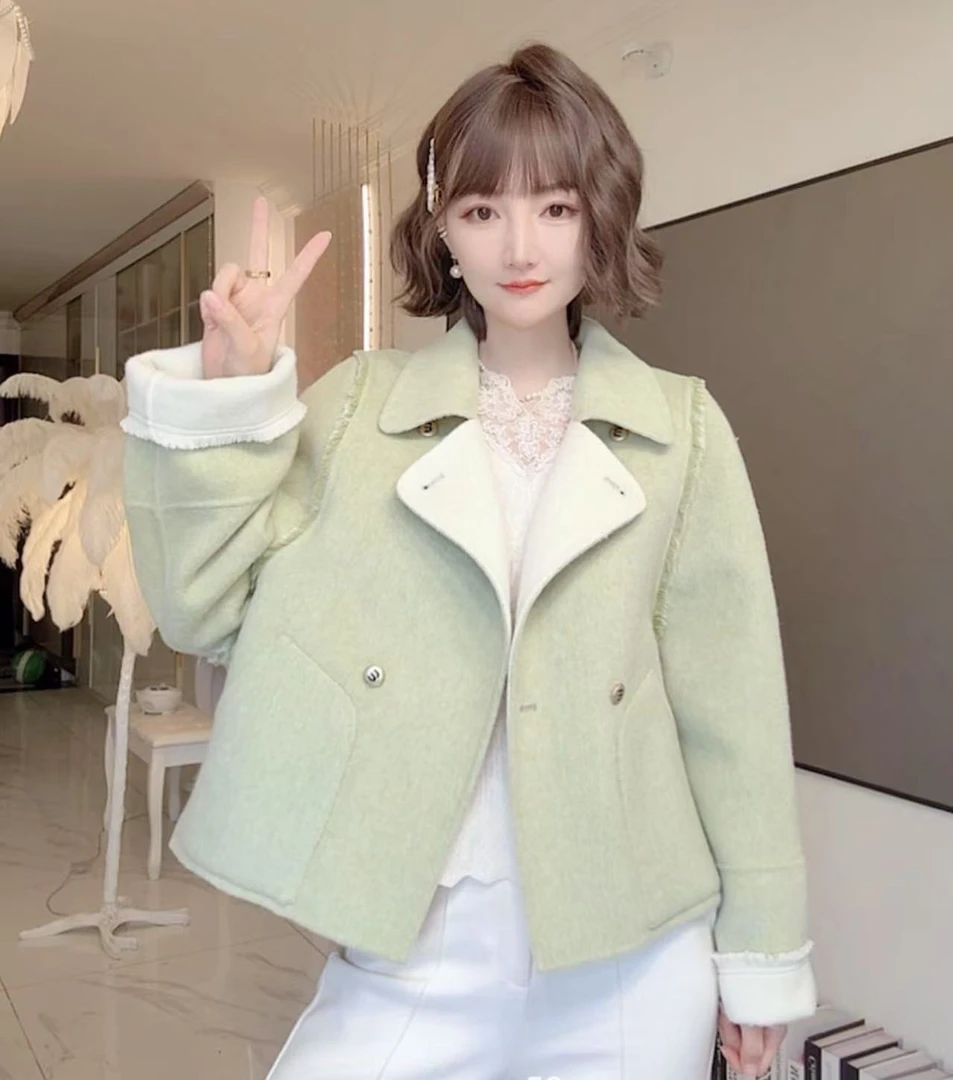 “双面穿，一件顶两件”双面羊毛外套2025小个子韩系双面羊毛大衣女