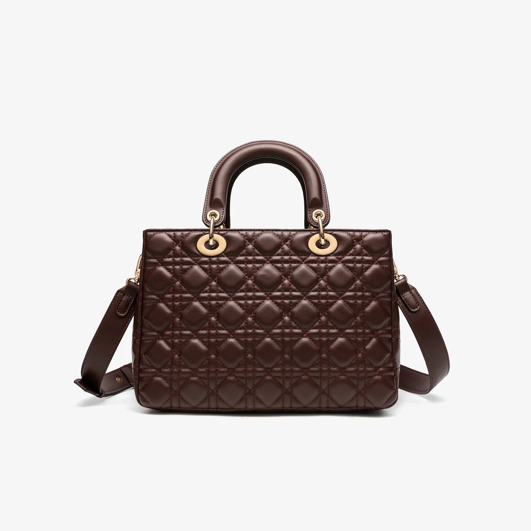 卡尔 蔻斯小香风菱格戴妃包大号CK251011P咖色