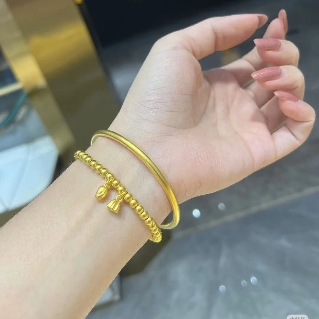 足银手镯 卡3古法磨砂手镯+卡4两世欢手串