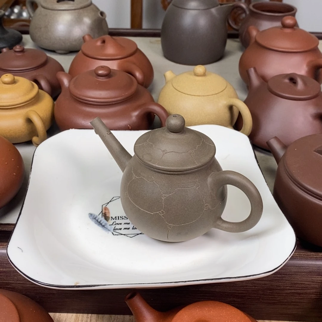 紫泥茶壶长嘴壶，半手工
