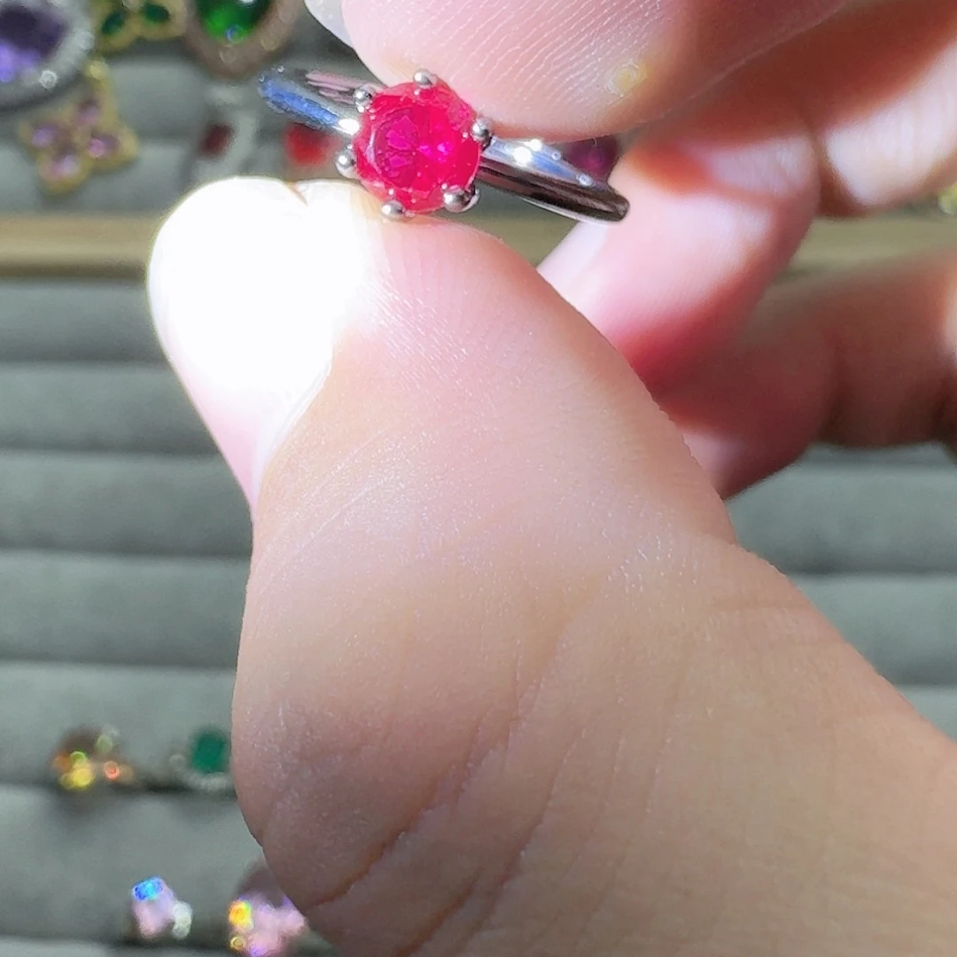 绿水晶戒指银S925镶嵌