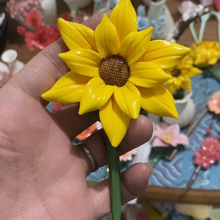 瓷片纯手工陶瓷花摆件1瑕