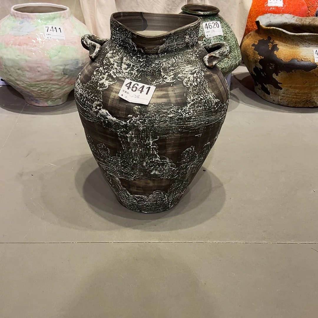 瓶芃*麻4641高35口13陶瓷花瓶无孔