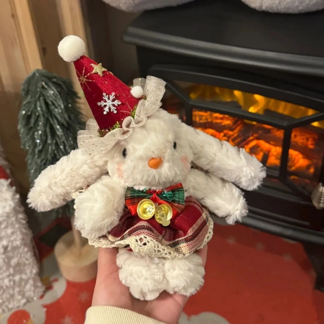 圣诞舞会小兔毛绒公仔玩偶包包挂件汽车钥匙扣挂饰节日礼物FFF