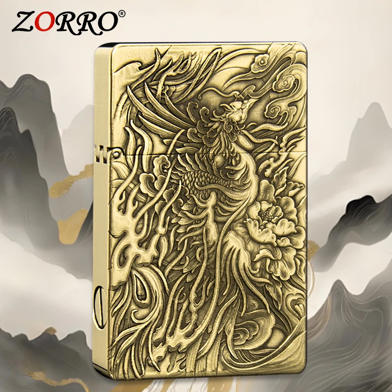 ZORRO佐罗正品防风煤油打火机薄款ZL8小重甲3D立体浮雕防风打火机