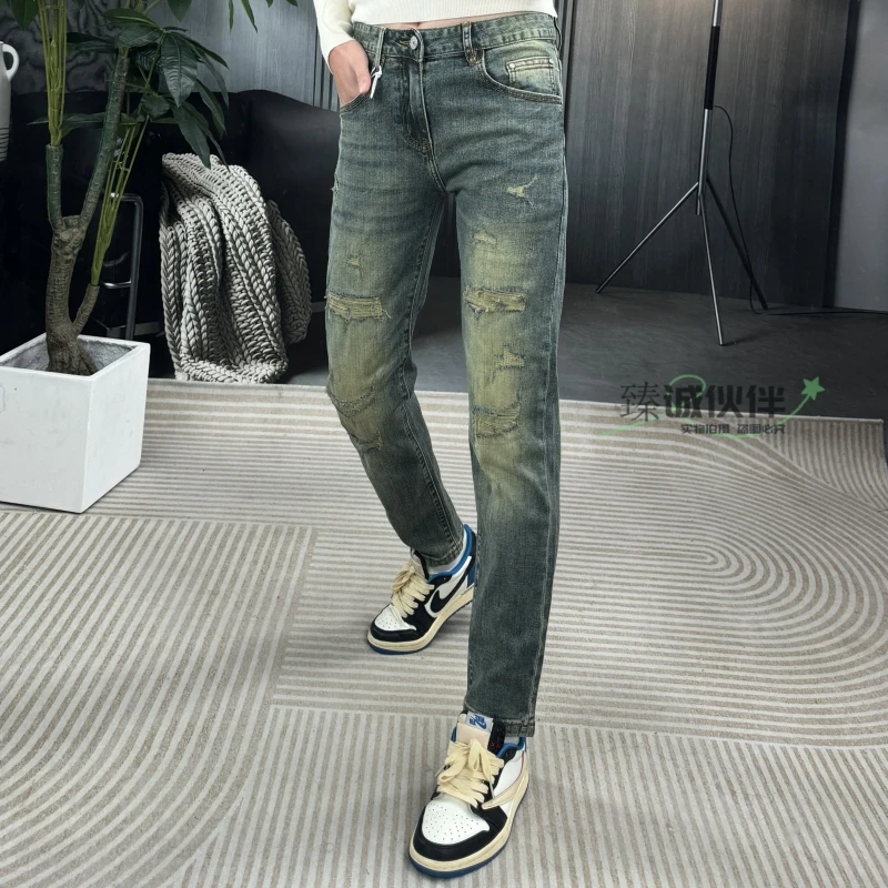 【九分长裤】春夏薄款7677欧货修身小脚男士休闲复古个性潮流牛仔裤