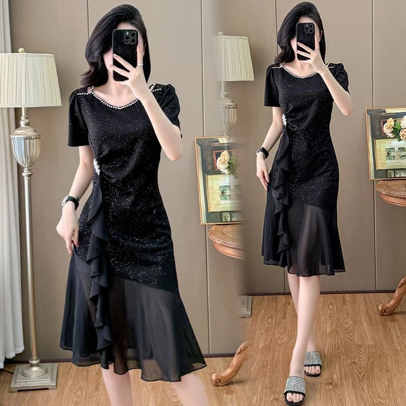 【店铺热销】网红轻奢高级卫衣连衣裙女夏季设计褶皱收腰显瘦气