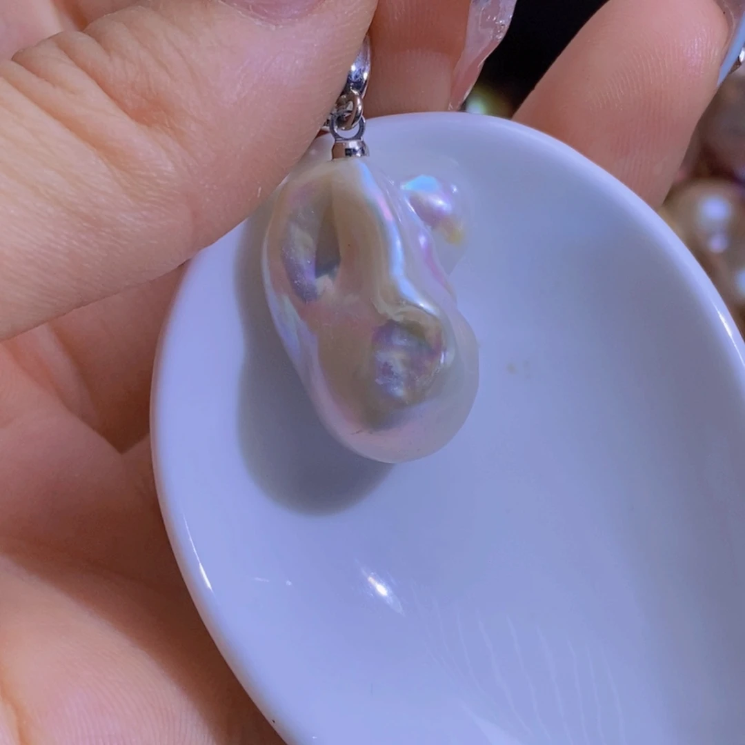 银S925镶嵌淡水珍珠微瑕