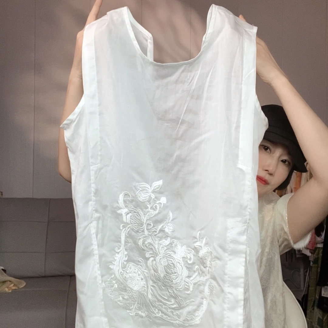 L码无袖白色套头马甲