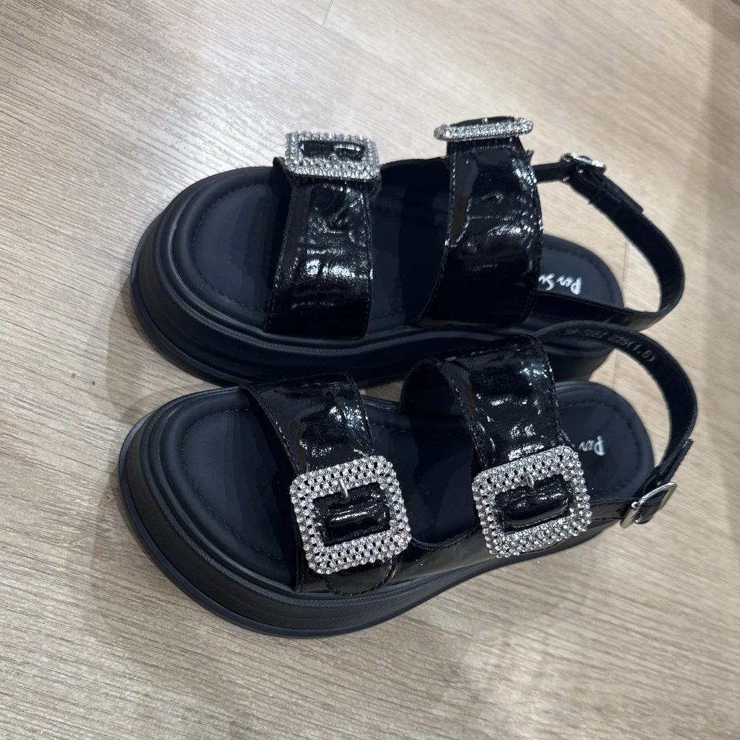 罗马风格水钻胶粘罗马风时装凉鞋休闲软底女士舒适