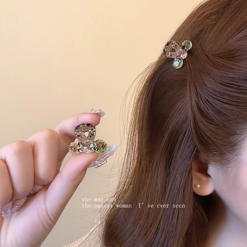 精致可爱彩色水晶迷你小公主头夹小号抓夹韩国侧边夹刘海发夹扎夹