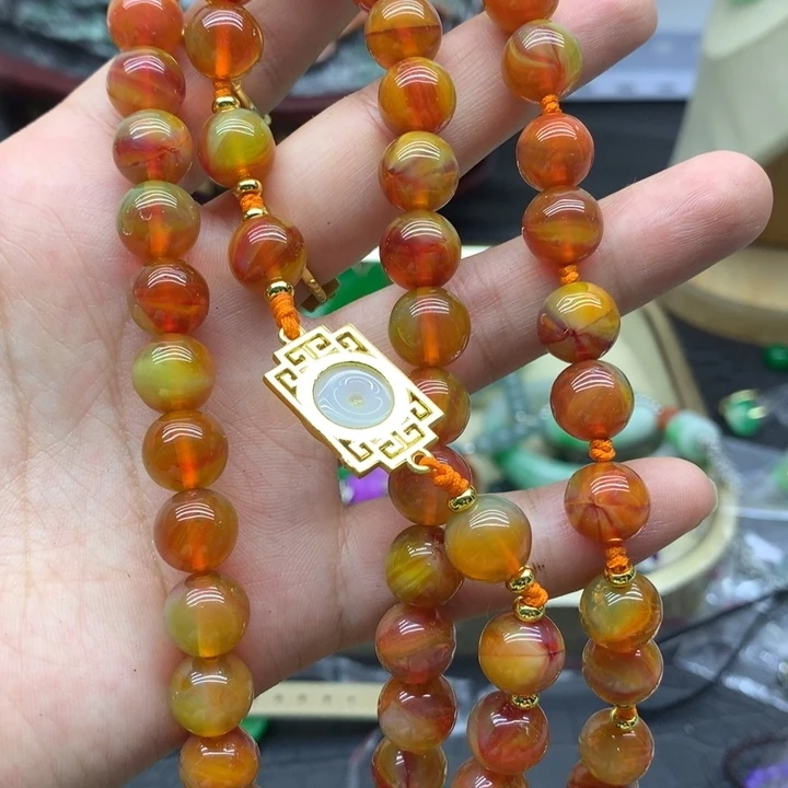 玛瑙/玉髓颈饰合金吊坠