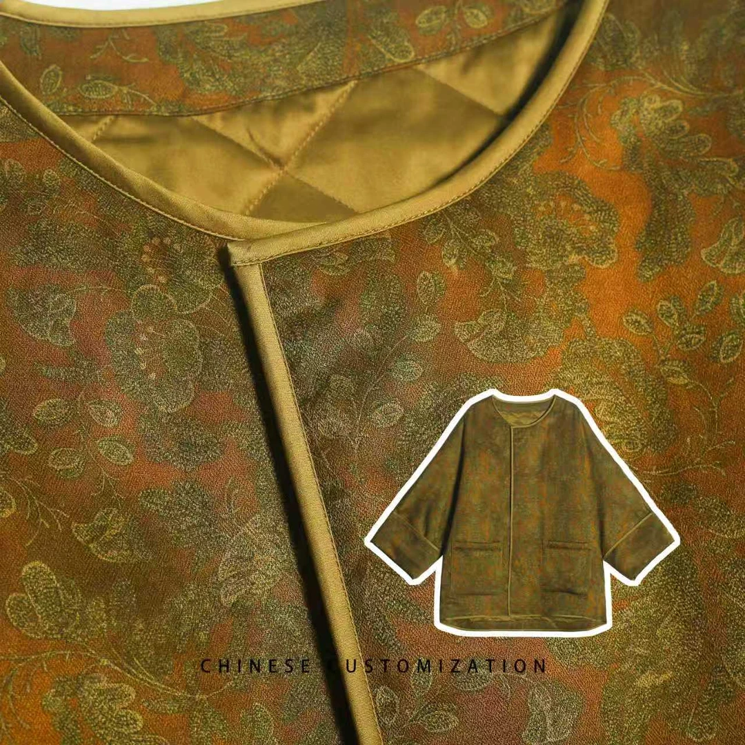 【东方即金】100桑蚕丝 重工羊毛绒加厚 国风廓形长外套25Q1100