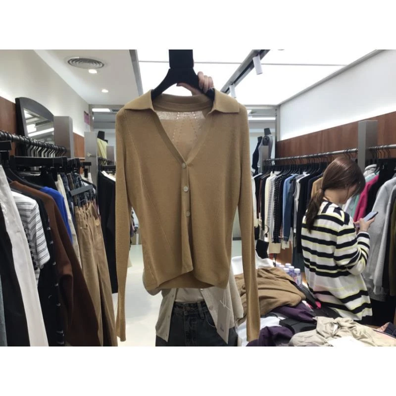 极简风长袖修身型毛针织衫轻职风开衫款不起球RLYY02SY20X7537