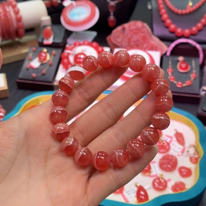 菱锰矿（红纹石）未镶嵌手串