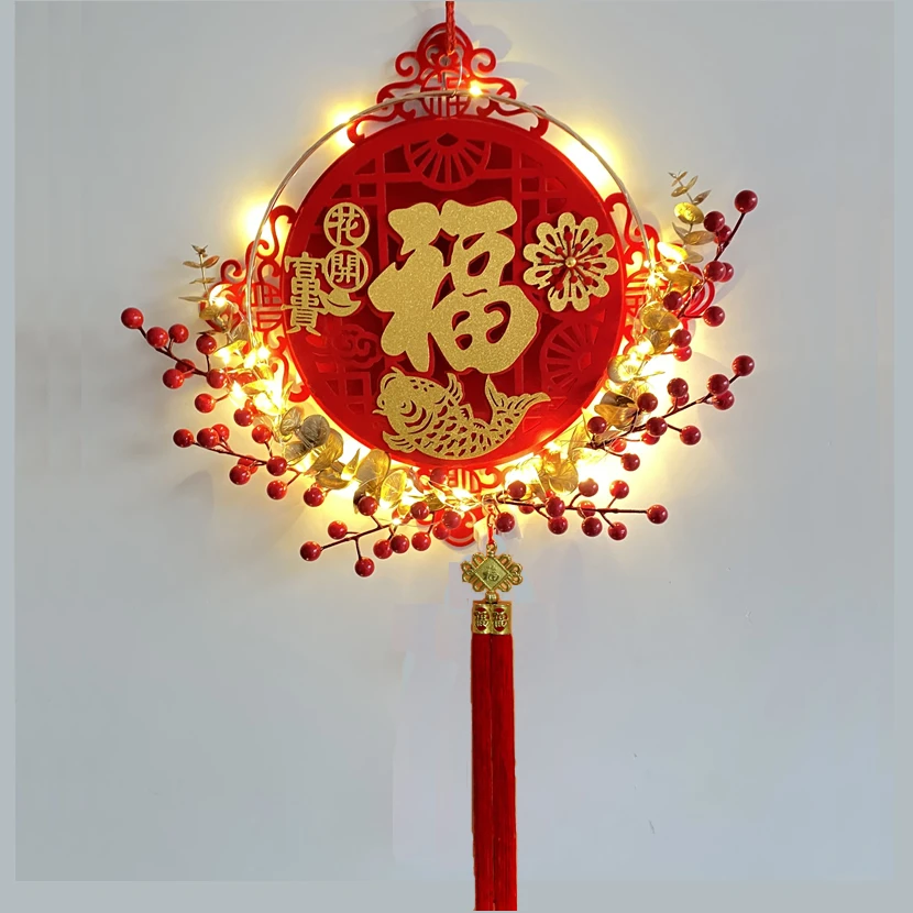 2025蛇年春节新年装饰花环挂饰门口过年福字挂件布置用品门挂