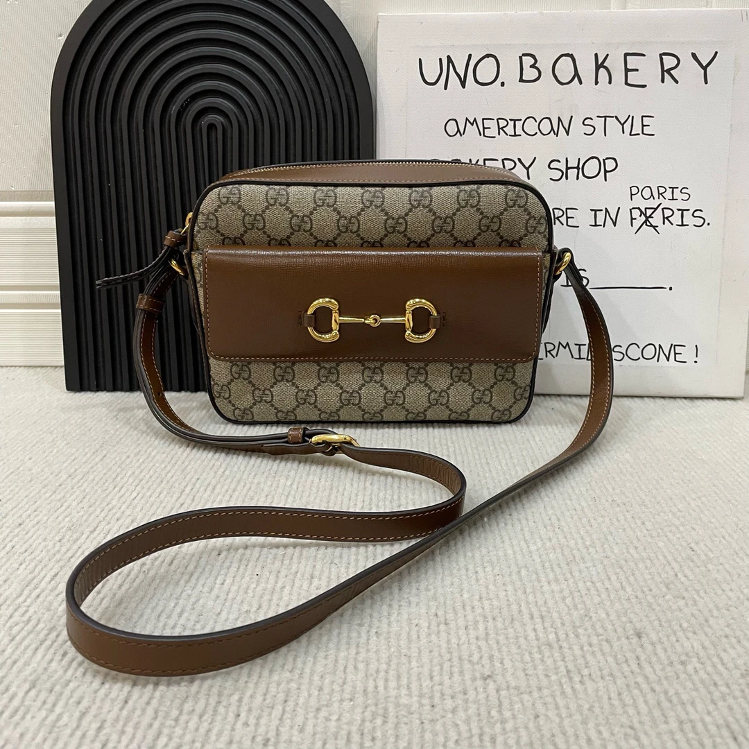 95新 GUCCI/古驰 老花马衔扣1955相机包