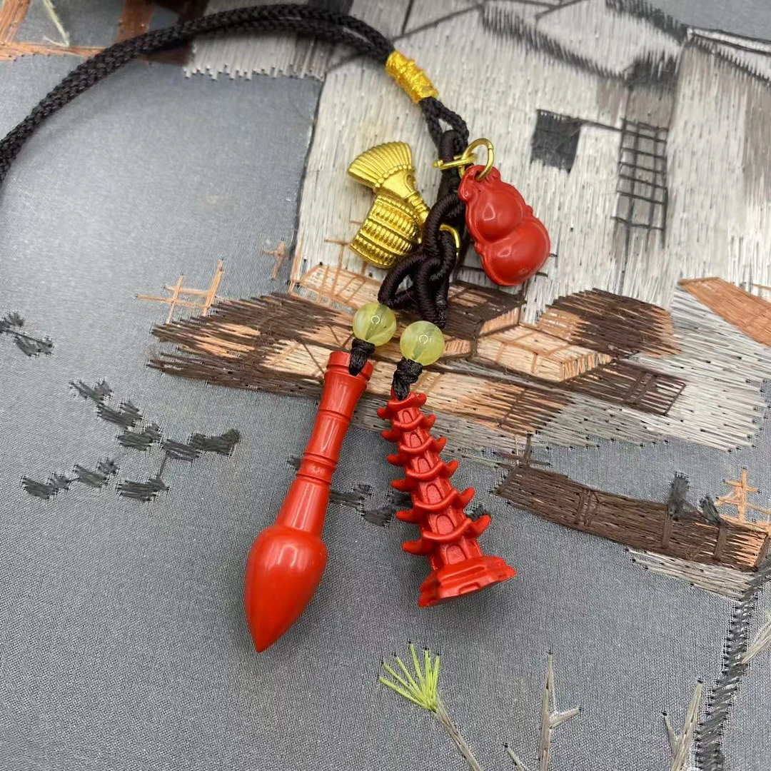 含辰砂工艺品【朱砂工厂】红砂设计款文昌笔文昌塔爆款金榜题名包挂