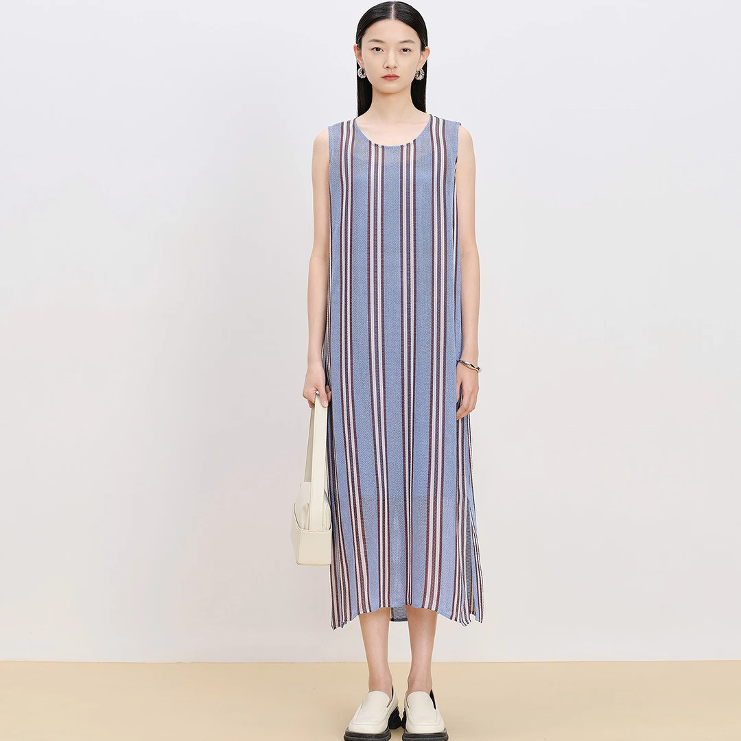 【晨晨精选】AUM/噢姆通勤时尚条纹无袖连衣裙MCFZ20026