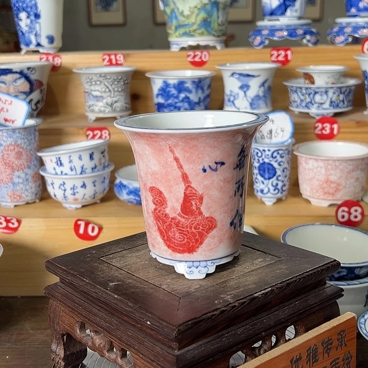 墨奈手绘陶瓷花盆内口7.7高9