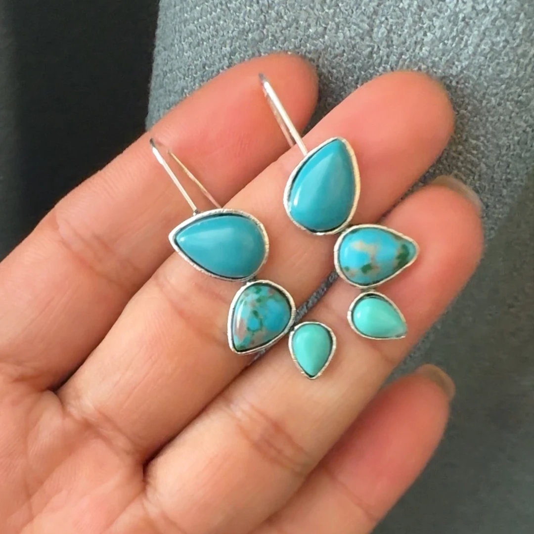 铜合金莫桑石耳饰 民族风女性长款耳环 气质款 红色