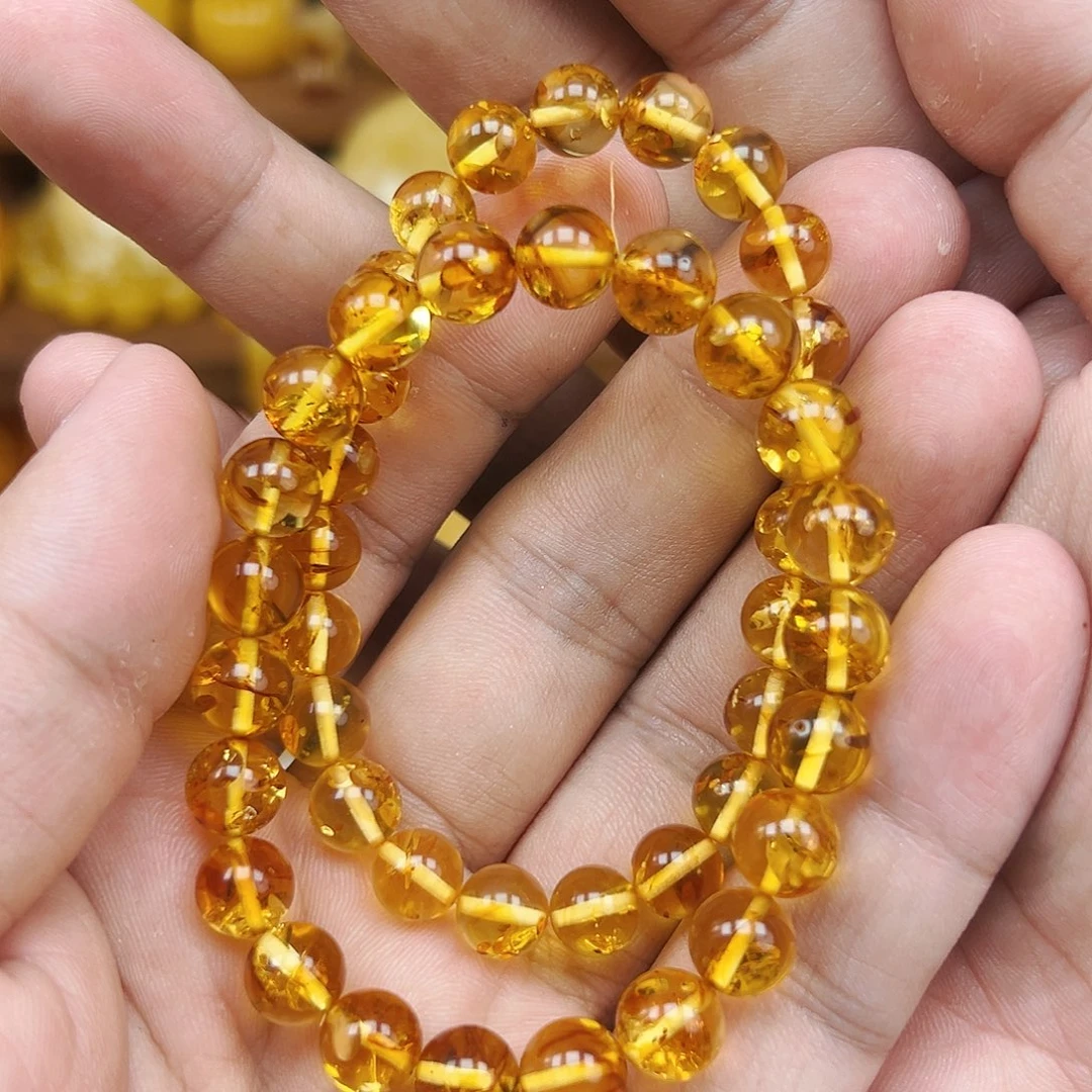 琥珀未镶嵌珠宝奇石花珀单圈8.5+mm，特价福利