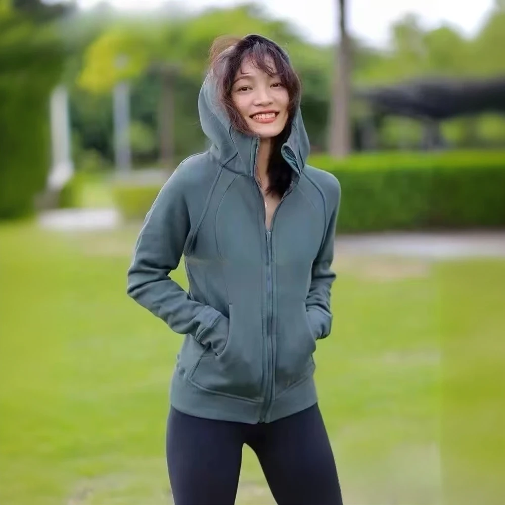 加厚保暖连帽外套女户外健身卫衣瑜伽服夹克运动上衣