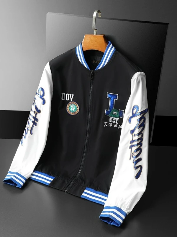 501-539男士长袖时尚休闲印花圆领秋冬秋季男士外套非图片款夹克