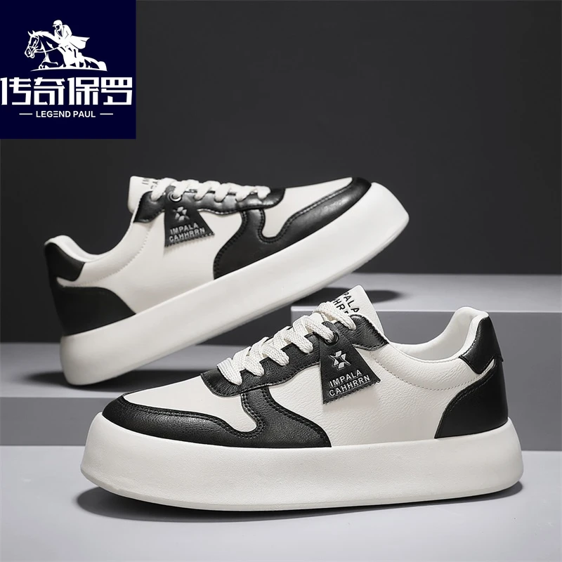 传奇保罗春季百搭潮流薄款透气休闲板鞋青少年厚底运动鞋增高鞋男