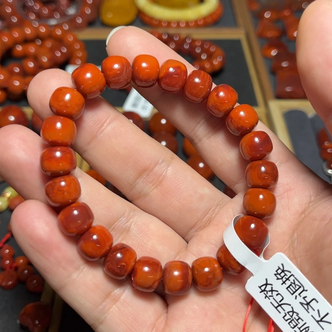 南红玛瑙未镶嵌手串瓦西老型单圈10*8.5mm