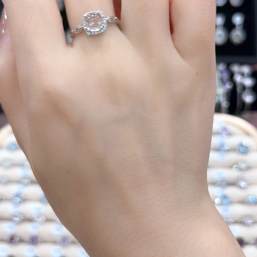 长石玉银S925镶嵌戒指