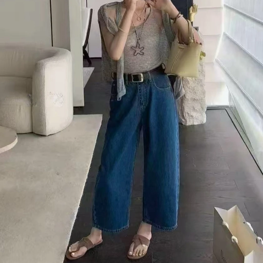 Manmi 复古水洗牛仔九分老爹裤 22016（K6）