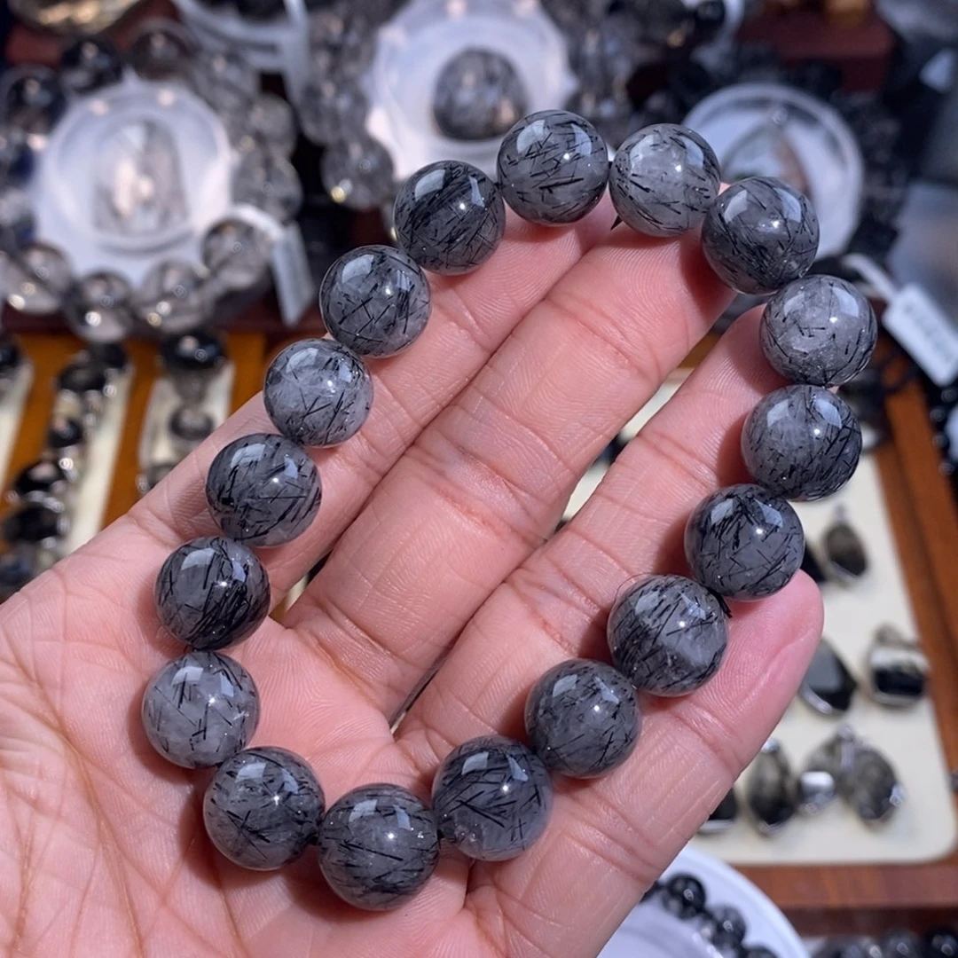 未镶嵌手链水晶黑发晶12mm入门款