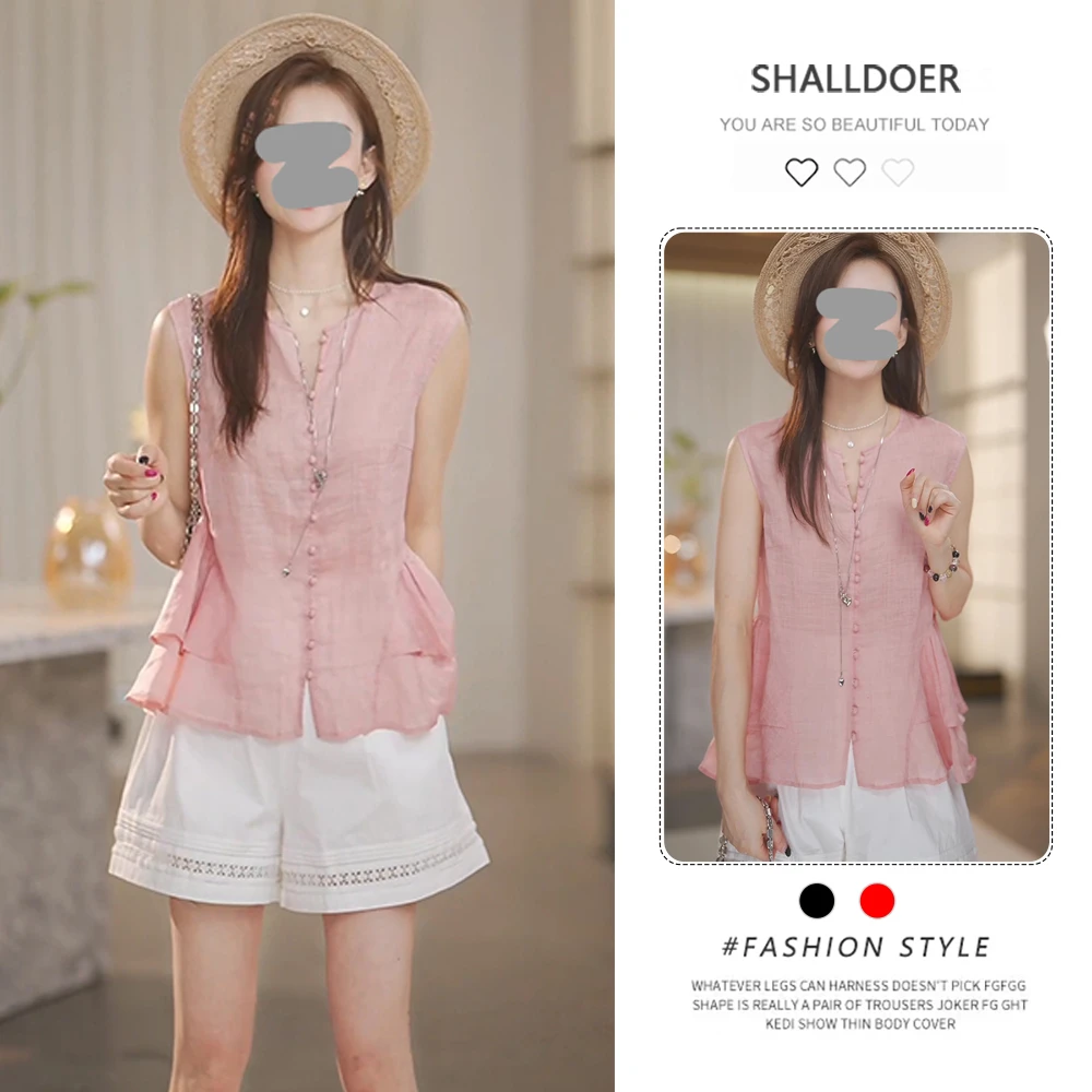 法式轻奢高级感套装女2025夏季新无袖背心衬衫上衣阔腿短裤两件套