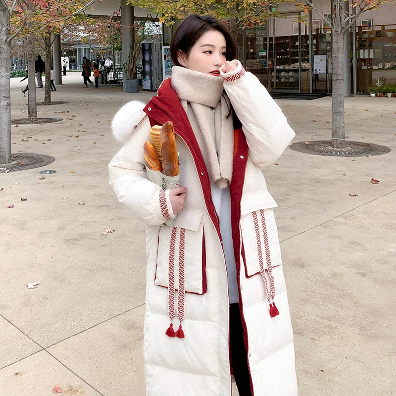 时髦洋气高品质设计感连帽羽绒服女2025冬巨好看90白鸭绒爆火外套