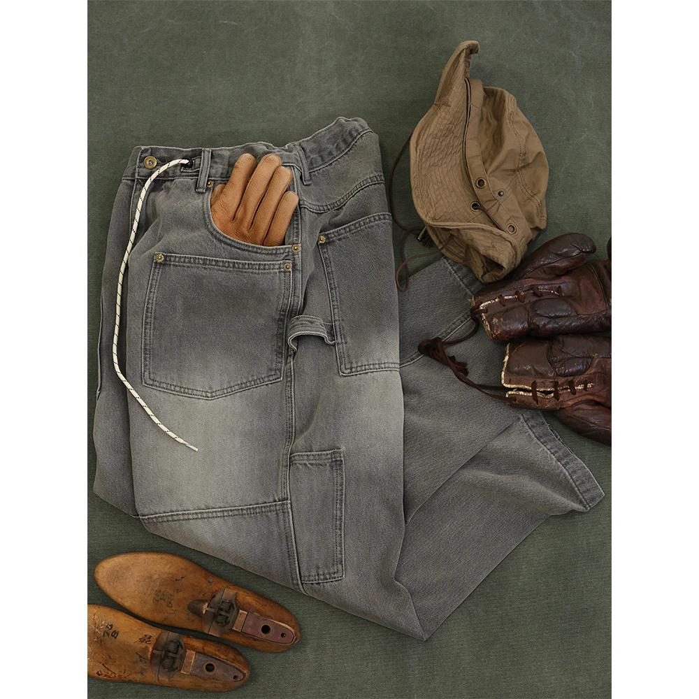 TRIFFER重磅480g多口袋工装牛仔裤男女款