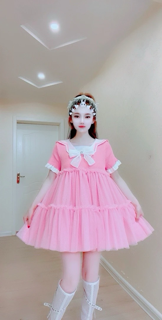 【面条家】5220#夏季仙仙减龄纱纱拼接针织蓬蓬连衣裙