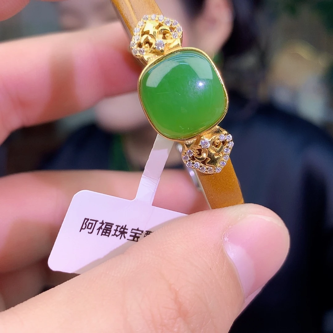 吊坠(不含链)银S925镶嵌和田玉（碧玉）手链