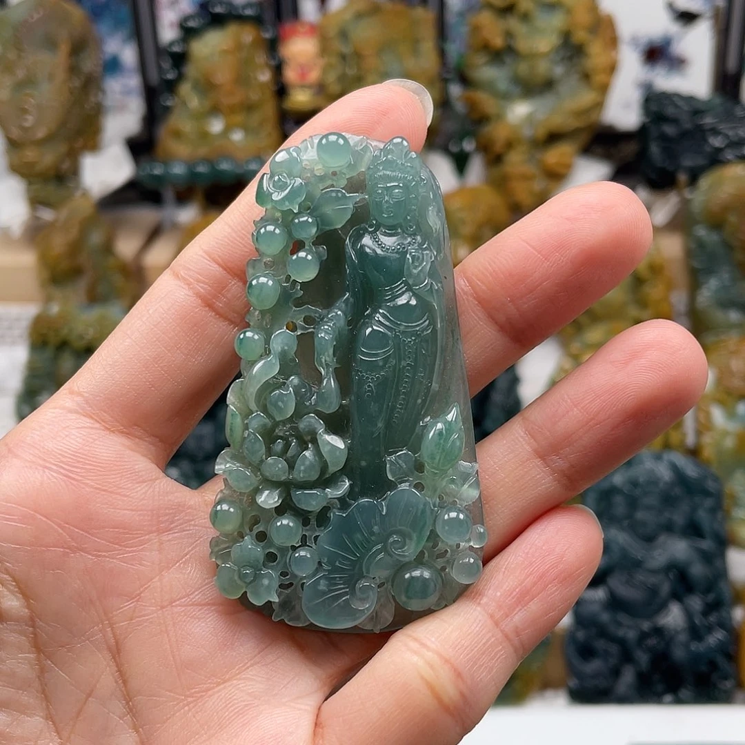 翡翠未镶嵌颈饰天然翡翠a货观音